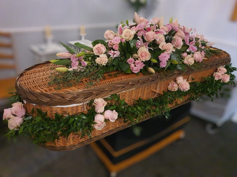 Wicker Coffin Flowers